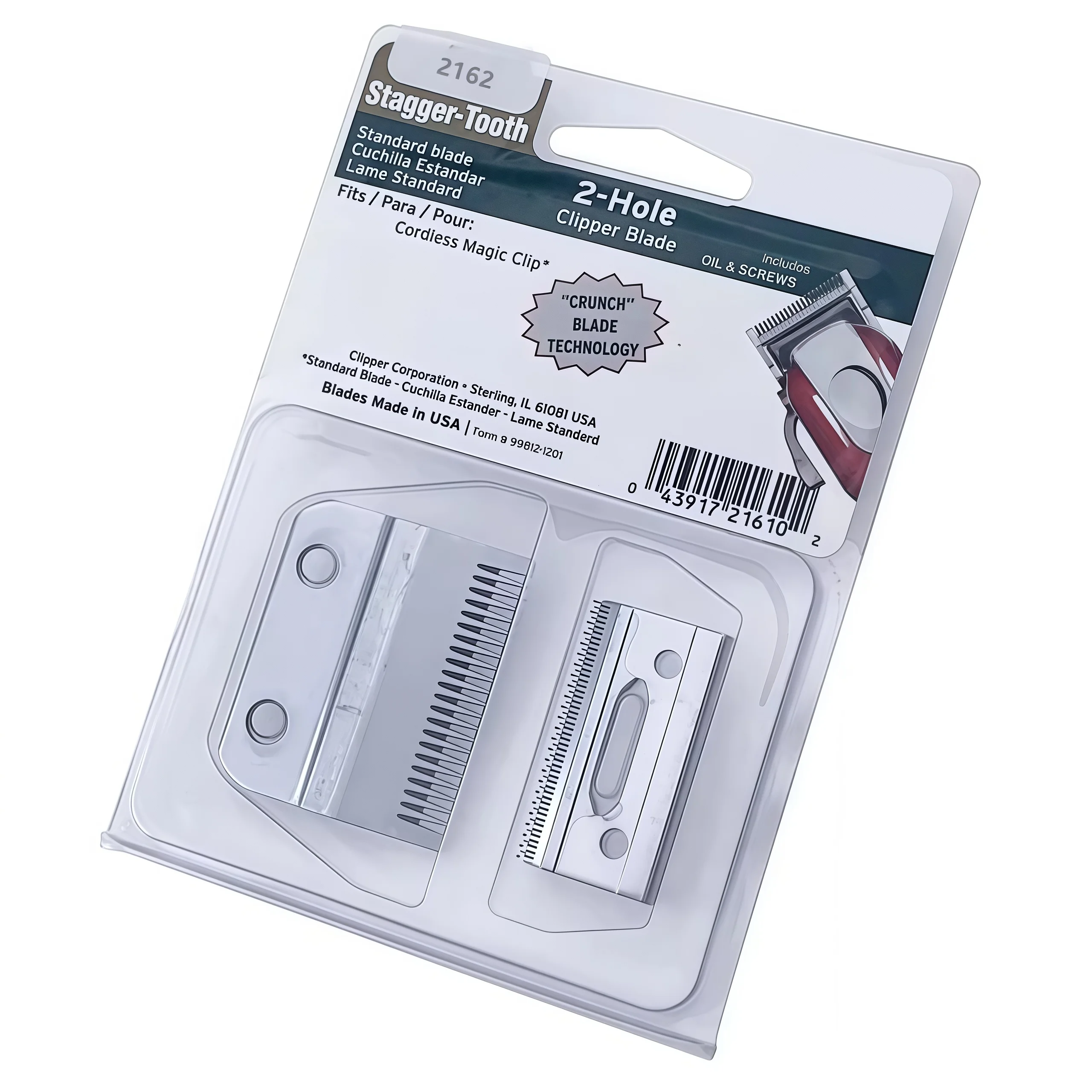 #2162，Professional Stagger-Tooth 2-Hole replacement Clipper Blade set Compatible With For Cordless Magic Clip 8148