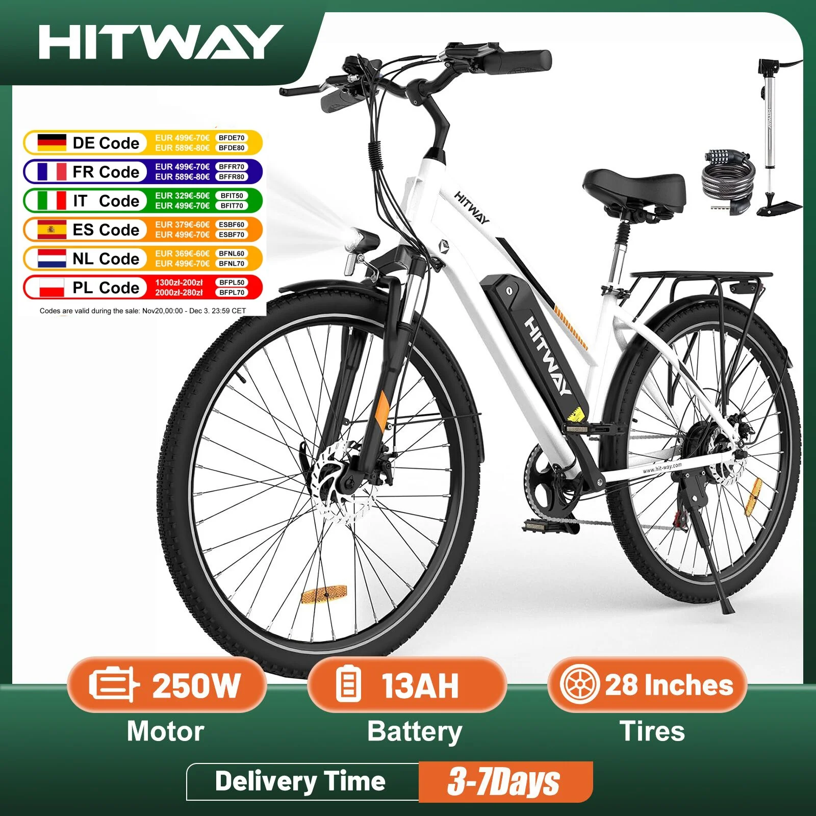 Vélo électrique URLIFE A13 250W moteur 25km/h batterie 48V13Ah,Shimano 7 vitesses,50KM - Vélo électrique - Rue du Commerce Vélo électrique URLIFE A13 250W moteur 25km/h batterie 48V13Ah,Shimano 7 vitesses,50KM - Vélo électrique - Rue du Commerce