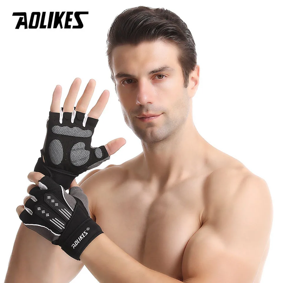 Shockproof Pad Cycling Gloves Half Finger Sport Gloves for Men Women Summer Bicycle Gym Fitness MTB Bike AOLIKES