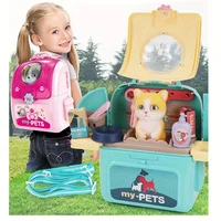 Pet Care Play Set Doctor Kit for Kids, Doctor Pretend Play Vet Dog Grooming Toys Puppy Dog Carrier Feeding Dog Backpack 1