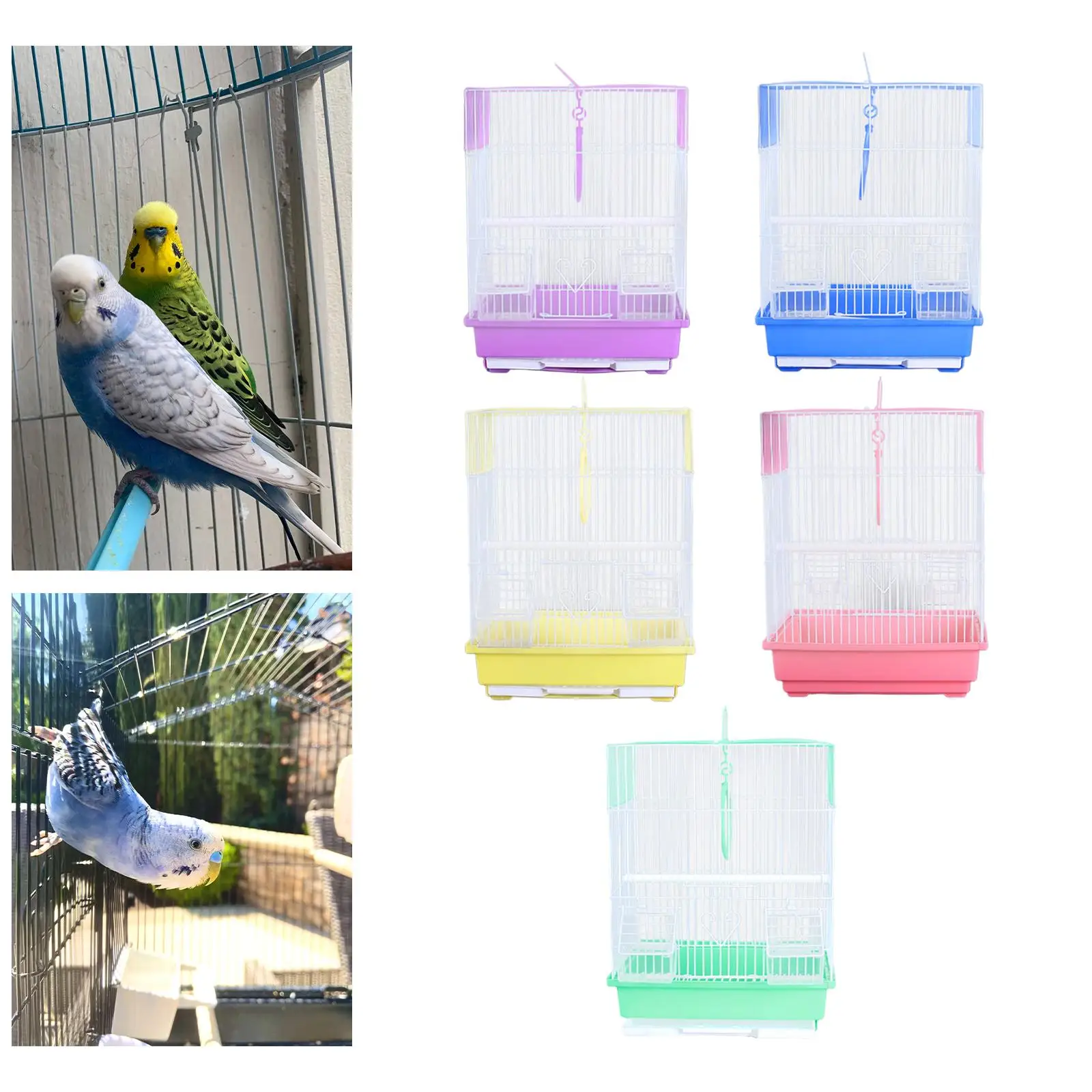 Iron Big Bird Cage with Hook Pole Removable Tray for Indoor Aviary Parakeets and Finch Breeding