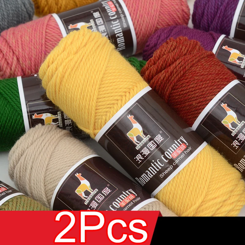 2Pcs total 200g Hand knitting Alpaca yarn Soft Warm Wool Crochet Yarn Thread knit sweater Scarves blanket Gloves line thick lana 2