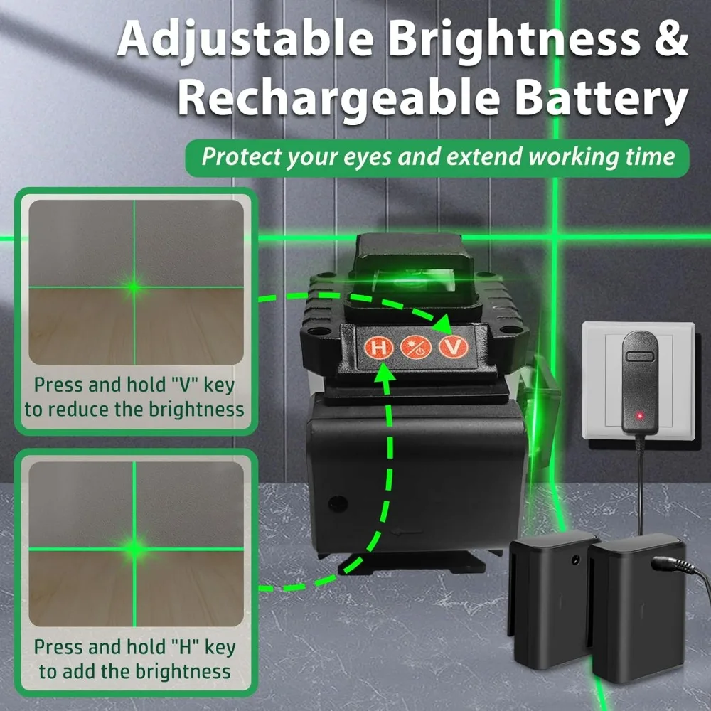 Laser Level, ZPD Laser Level with Tripod, 4 x 360° Self Leveling Laser Level Green Lazer Level 4D Laser Level 360 Self Leveling 6