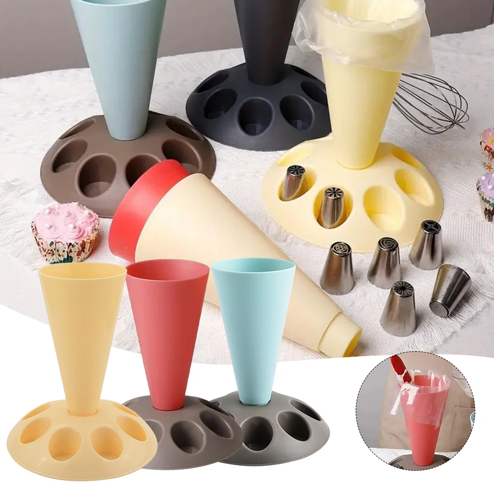 Piping Bag Nozzles Storage Rack Stand With 8 Slots Large Capacity Pastry Bag Mounting Holder Organiser Baking Accessories
