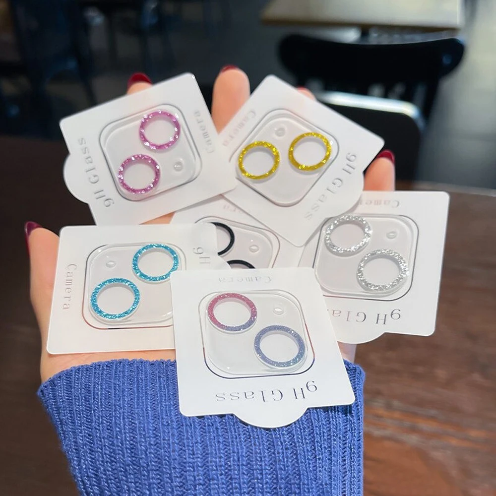 Bling Glitter Kameraobjektivschutz für iPhone 16 Pro Max gehärtetes Glas iPhone 15 11 13 14 Plus 12 Mini Objektivschutz_voghion.com
