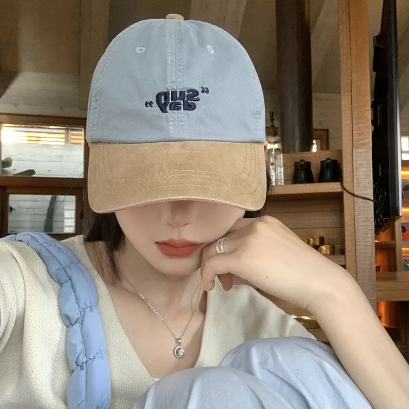 Hot Sale Soft Cotton Patchwork Baseball Cap For Women Girl JK Korean Letter Embroidery Peaked Hat Casual Outdoor Snapback Sun_voghion.com