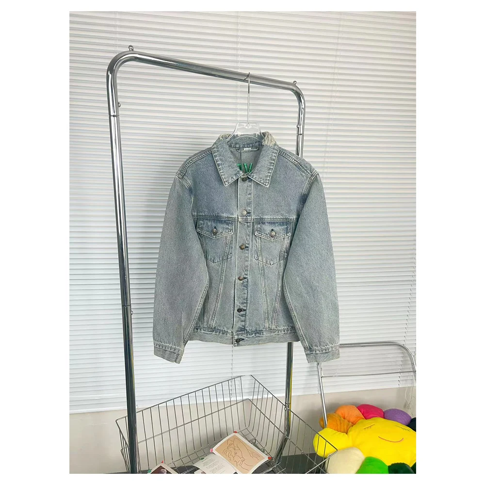 

Джинсовая куртка унисекс, высококлассная свободная двухслойная куртка из денима с нашивками кролика, 23ss, ограниченный выпуск, осень 1:1