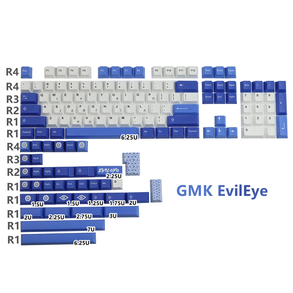 

140 Keys/set GMK EvilEye Keycaps PBT Dye Sublimation Key Caps Cherry Profile Keycap With ISO Enter 3U 7U Spacebar 1.75u 2u Shift