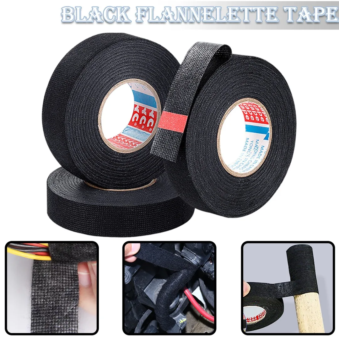 

10pcs 19MM 15M Heat-resistant Adhesive Cloth Fabric Tape For Automotive Cable Tape Harness Wiring Loom Electrical Heat Tape