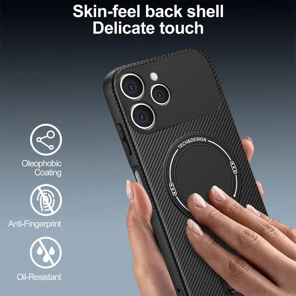 Carbon Fiber Invisible Stand Holder with Built-in Magnetic Ring Case