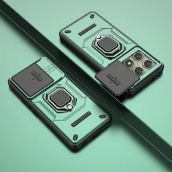 360° Rotating Metal Car Bracket Ring Phone Case with Push-Pull Lens Protection for Xiaomi 14TPro (Green)