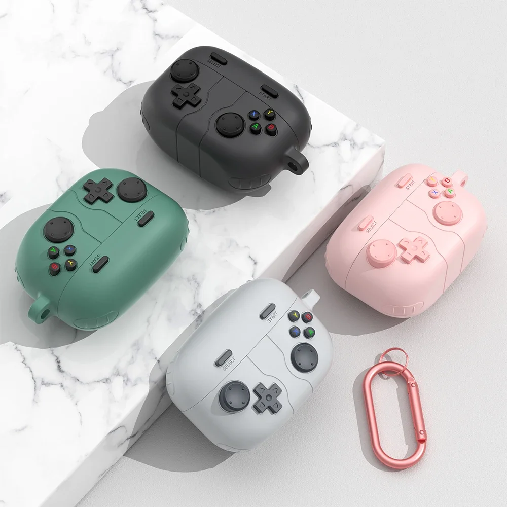 Cute 3D GamePad Cartoon Earphone Case - Silicone Shockproof Cover with Hook