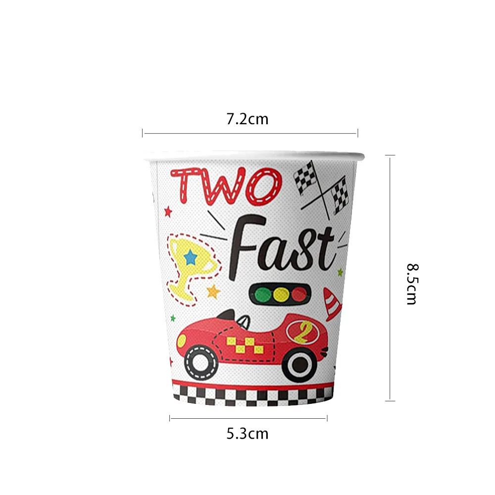 Car Theme Disposable Paper Cups - Cartoon Truck Racing Birthday Party Decorations, 10/30 Pack
