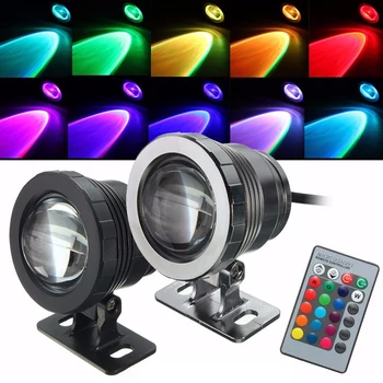 방수 RGB LED 수중 투광 조명, 수영장 연못 수족관 스포트라이트 전구 램프, 야외 정원 DC12V AC85-265V 15W