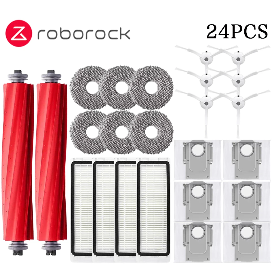 Robotic Vacuum Cleaner Accessory Kit: Main Side Brush, HEPA Filter, Mop Cloths, Dust Bag Replacement Set