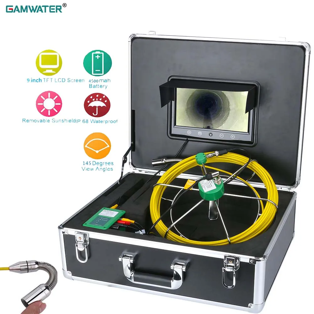 

GAMWATE Pipe Sewer Inspection Camera IP68 Waterproof 7" Sewer Pipeline Industrial Endoscope Video System