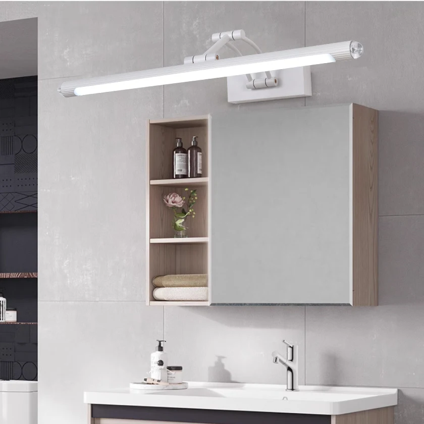 Mirror Headlight Led Bathroom Perforation-free Bathroom Mirror Cabinet Retractable Folding Makeup Bedroom Light
