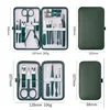 7/18PCS Stainless Steel Nail Clipper Set Grooming Tool Set With Case Manicure Art Beauty Tool Green Nails Cut Portable Household 6