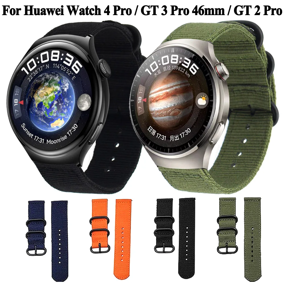 

Ремешок нейлоновый холщовый для Huawei Watch 4 Pro, мужской сменный Браслет для наручных часов Huawei GT3 GT 3 SE GT 2 GT2 Pro 2E, 22 мм
