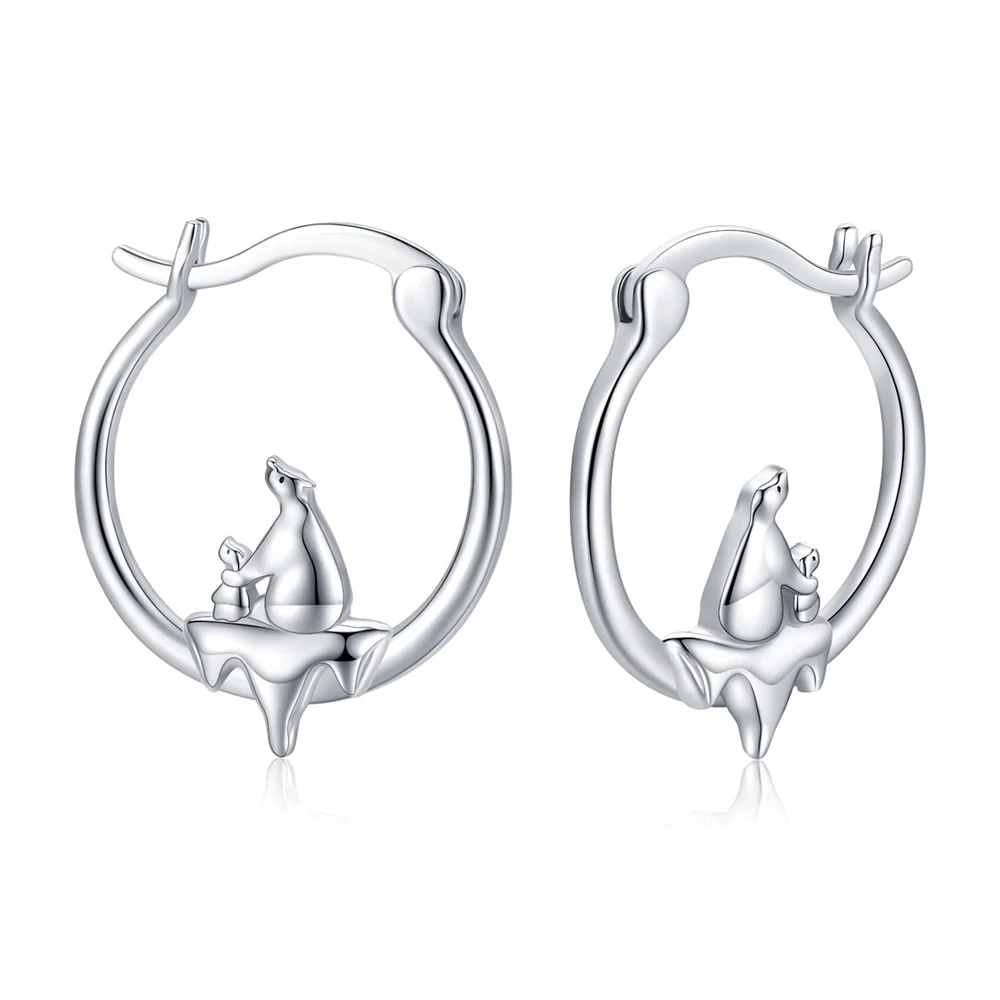 

Harong Eco-friendly Earrings “polar Bear Family Standing on Melting Ice” Silver Plated Hoop Earring for Girl Woman Jewelry Gift