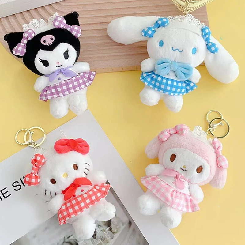 

Kawaii Sanrio Hello Kitty Pendant Girly Heart Cinnamoroll Kuromi My Melody Plush Keychain Anime Accessories Gift