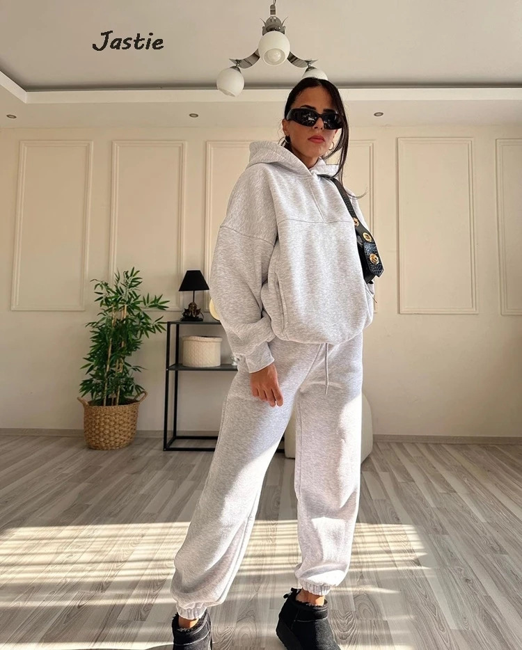 

Autumn Winter Hoodie Women Sets Pocket Warm Pullover Tops And Trouser Loose Woman Tracksuit Sweaterpant Set 2Pcs 2023 New