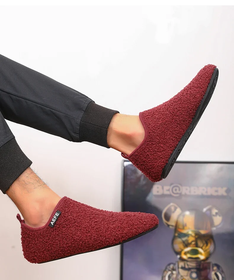S0b0718756ae54a2d918bb5638ceeb5e2l Warm Lightweight Cotton Slippers for Men Plush Winter Home Loafers