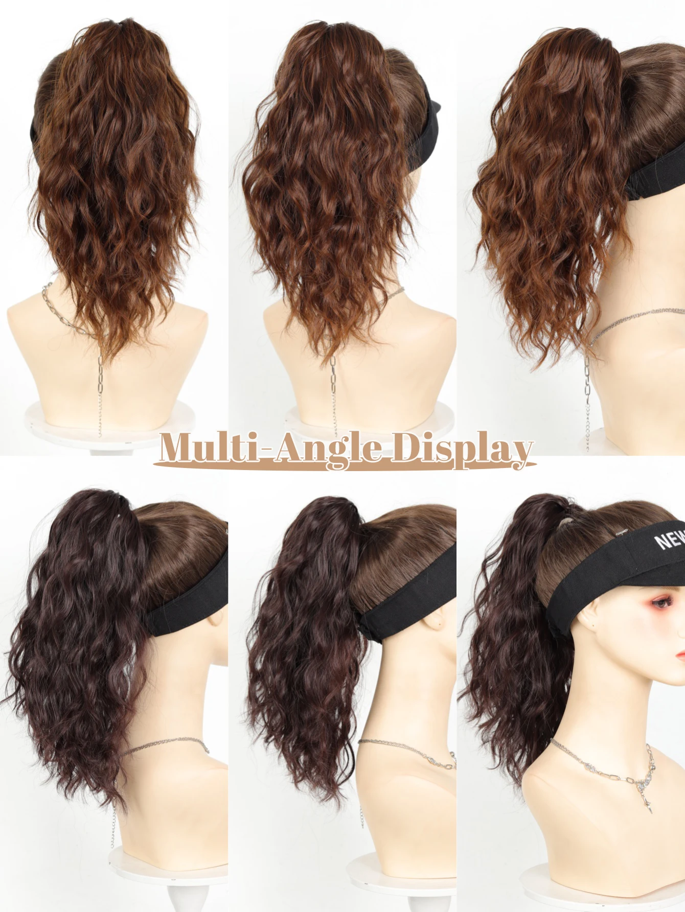 Synthetic Curly Brown Blonde Ponytail Hair Extension