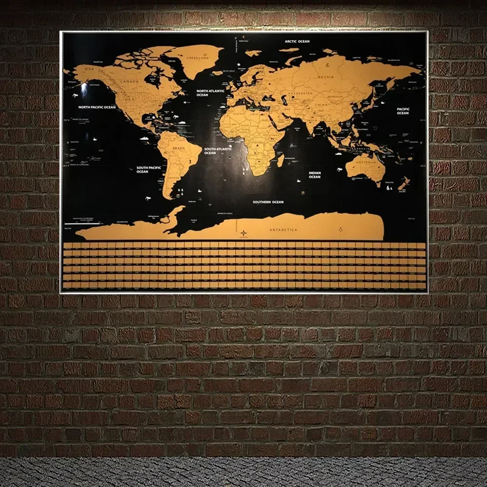 Poster Di Mappe Da Viaggio Antigraffio Di Alta Qualità Mappe Da Grattare Personalizzate Con Bandiera Mappe Rivestite Placcate In Oro Pittura Artistica