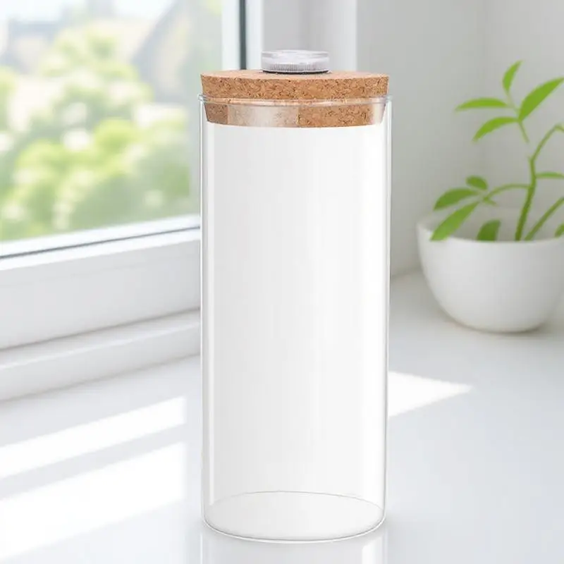 조경 유리 테라리움 병 8x18cm LED 조명 포함 원통형 테라리움 장식 미니 풍경 병 웨딩 홈 데코용