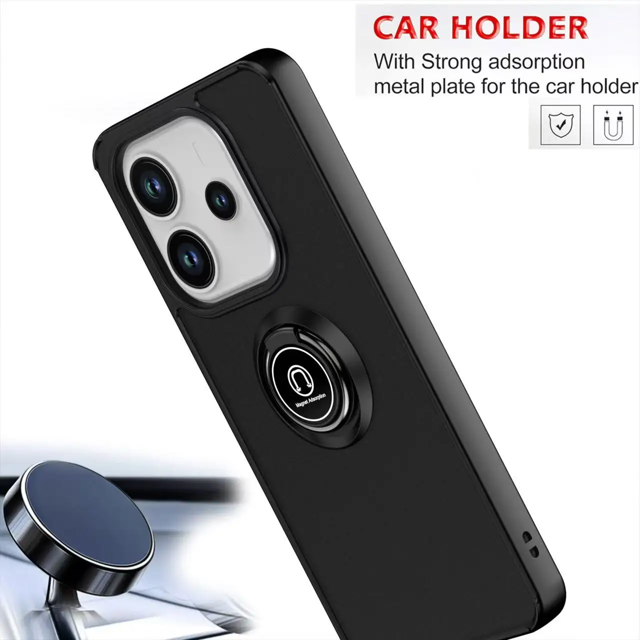 Hot Armor Matte Case with Ring Stand - Shockproof Protective Cover