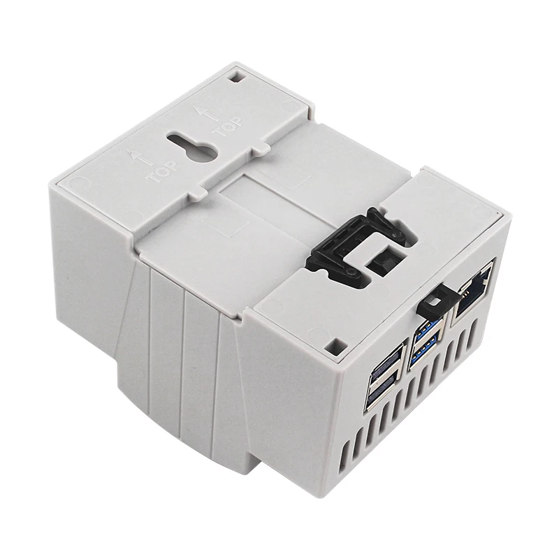 Raspberry Pi 5 ABS Case DIN Rail Shell Large Inner Space Clear Windows Protectio