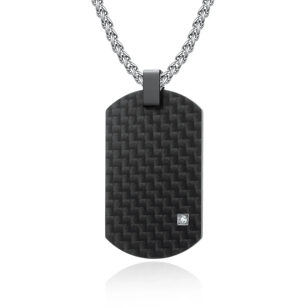 

Koaem Retro Black High-end Pendant Men's Pure Carbon Pendant Stainless Steel Tag Military Necklace