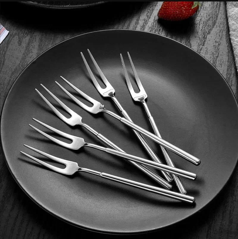 304 Stainless Steel Fruit Fork Cake Dessert Fruit Picks Mooncake Pick for Parties Events Party Kitchen Tableware