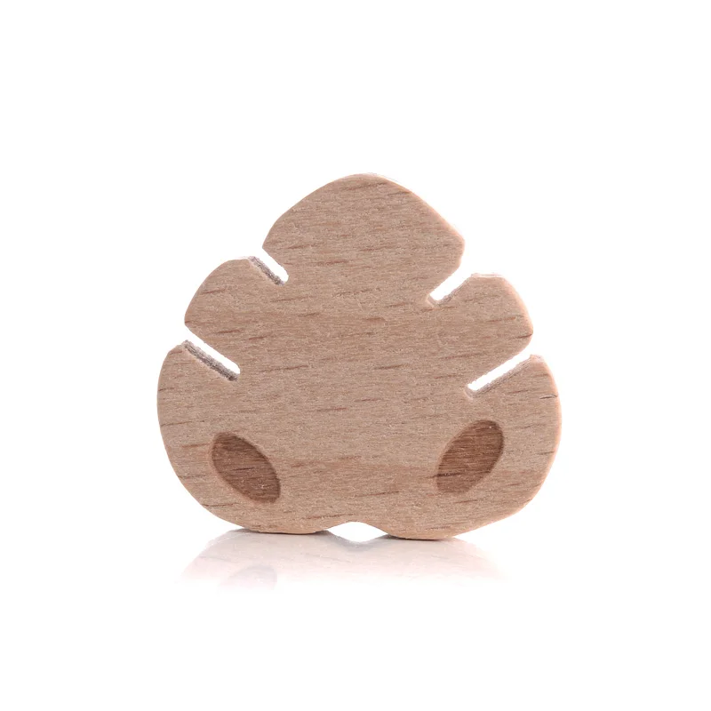 10Pcs Beech Beads Heart Butterfly Rainbow Elephant Flower Animal Wooden Beads for Bbay Chew Teether Beads Pacifier Clips Chain