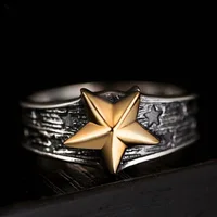 Retro Golden Star Ring For Men Punk Gothic Rock Hiphop Adjustable Ring Handmade Unisex Jewelry Bikers Accessories Lovers Gift 1