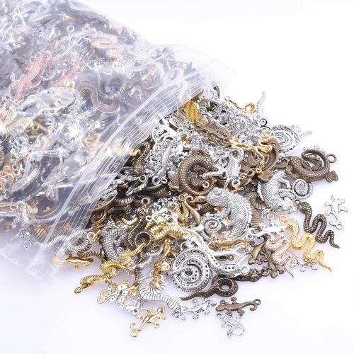 혼합 앤틱 브론 뱀 도마뱀 합금 펜던트, DIY 공예, 쥬얼리 제작, 목걸이 귀걸이, 발견 액세서리, 동물 매력, 10 개 5