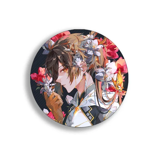 58mm Game Genshin Impact Brooch Pins Anime Badge Cosplay Yae Miko Xiao Zhongli Accessories For Clothes Backpack Decoration Gift Zhongli