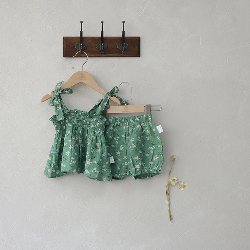 newborn baby clothing set MILANCEL 2022 Summer Baby Clothing Set Baby Girl Floral Camisole Top Shorts Two Piece Set Baby Clothing Set expensive