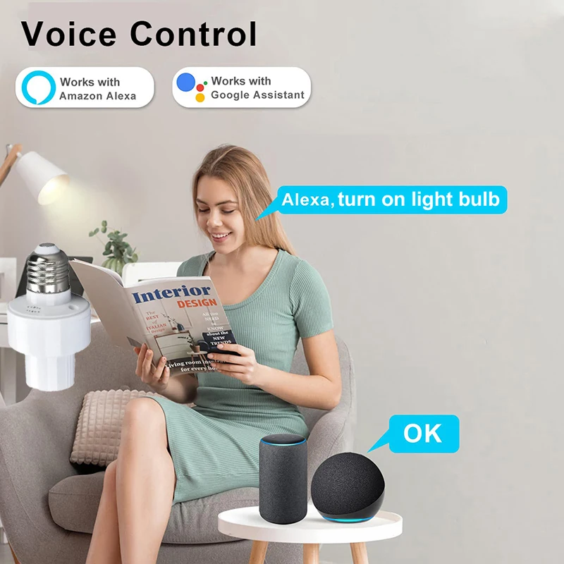 Lamp Bulb Holder Lamp Holder Lamp Base Lamp Socket Adapter Tuya WiFi/Zigbee Smart Light Socket E27 Bulb Adapter AC85-265V Smart Life App Control Support Alexa Google Home