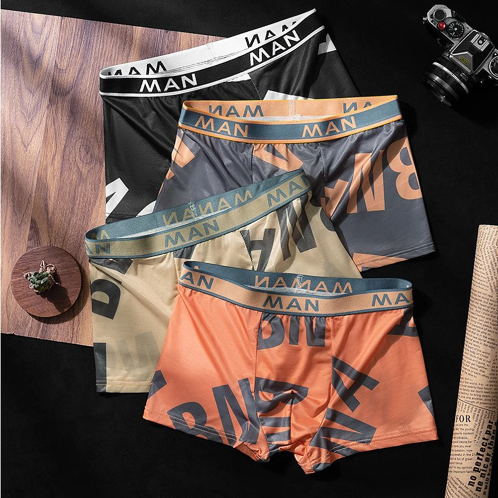 

1pc Fashion Letter Print Men's Boxers Shorts Breathable Lingerie Underwear Boxer Briefs Bulge Pouch Men Panties Underpants