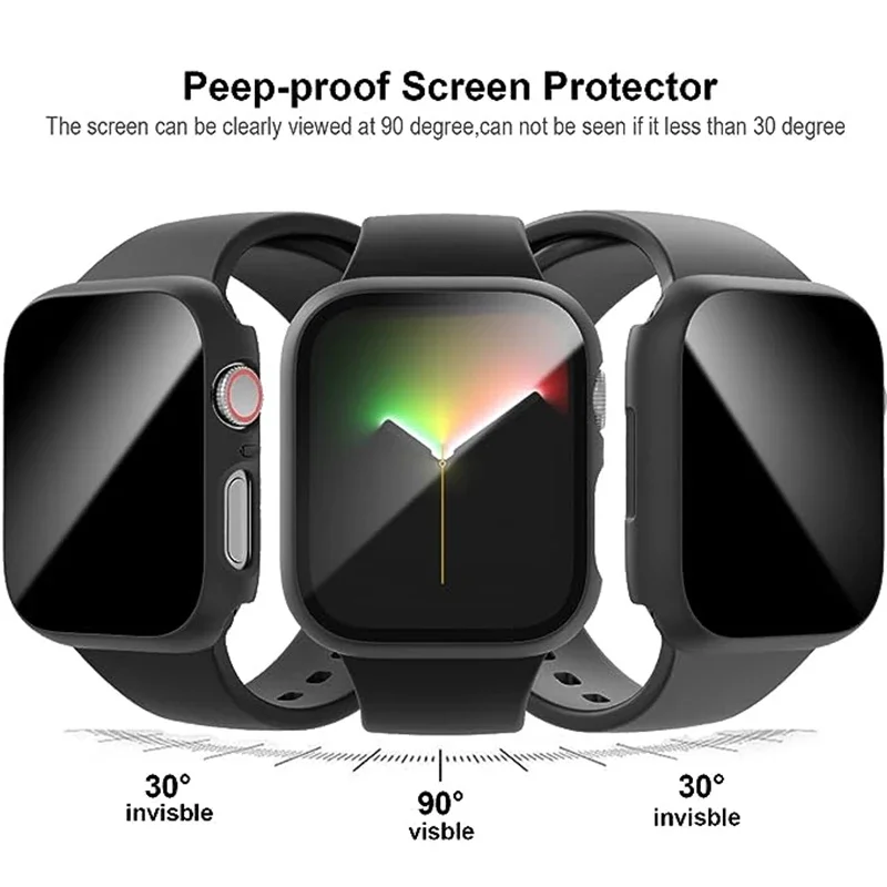 Privacy Screen Protector Case Apple Watch 45mm 44mm 41mm 40mm 49mm Series 9/8/7/6/5/se/4 ultra Cover Anti-Peep PC Bumper watch screen protector case,watch accessories,watch screen protector,apple watch screen protector case,watch case,watch protective case,watch cover,watch protective cover,watch accessory