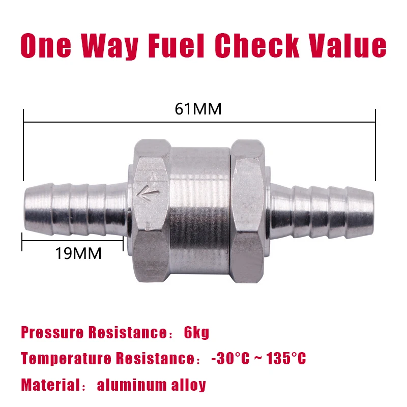 Fuel Non Return Check Valve 6/8/10/12mm Aluminium Alloy Petrol Diesel Water Fuel Line One Way for Peugeot for Renault