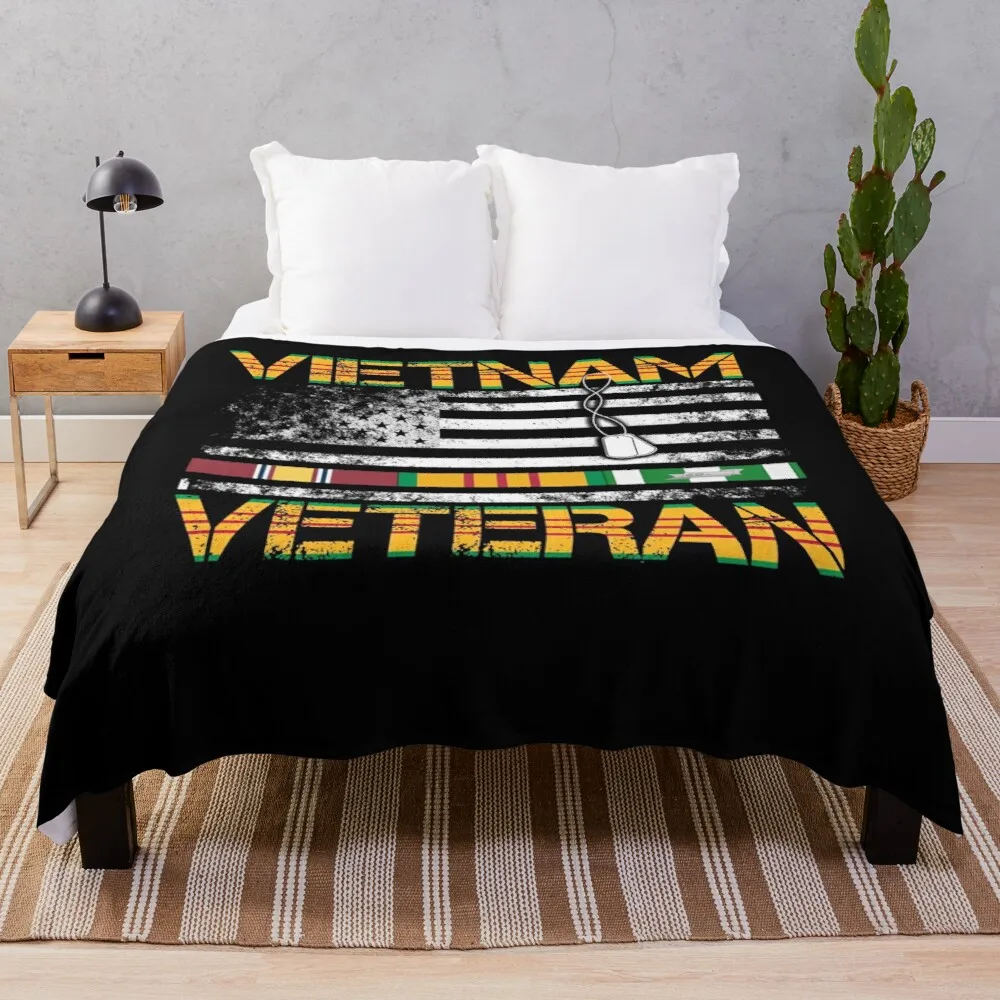 Vietnam Veteran US Flag Gift Vietnam War Vet Throw Blanket Shaggy