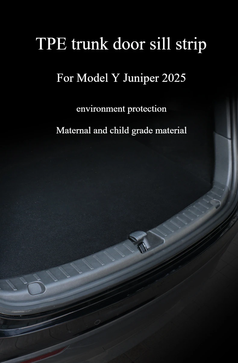 For Tesla Model Y Juniper 2025 Trunk Threshold Strip TPE Mats Sill Guard Rear Ca