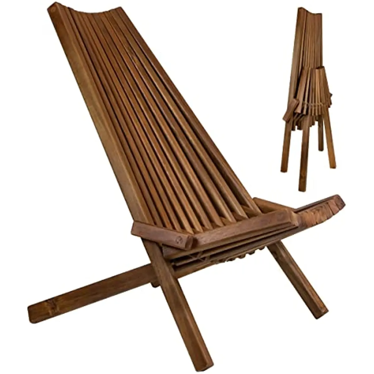 

Tamarack Folding Wooden Outdoor Chair -Stylish Low Profile Acacia Wood Lounge Chair for the Patio, Porch, Lawn, Garden or Home