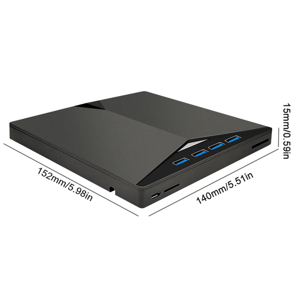 7-in-1 USB 3.0 TypeC External Mobile Drive CD DVD Burner High-Speed Slim for Windows 11/10/8/7/Linux/ OS