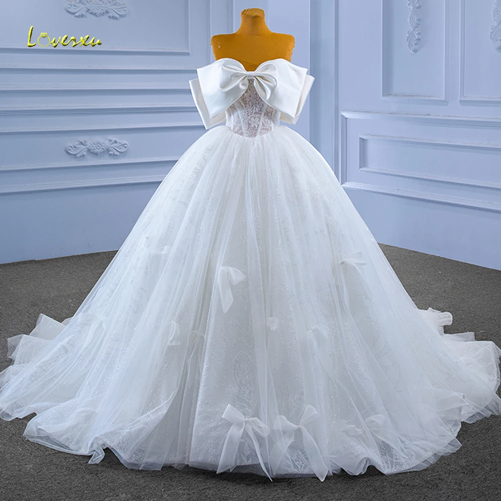 

Loverxu Ball Gown Wedding Dresses 2023 Sweetheart Strapless Charming Bow Tie Vestido De Novia Lace Princess Robe De Mariee