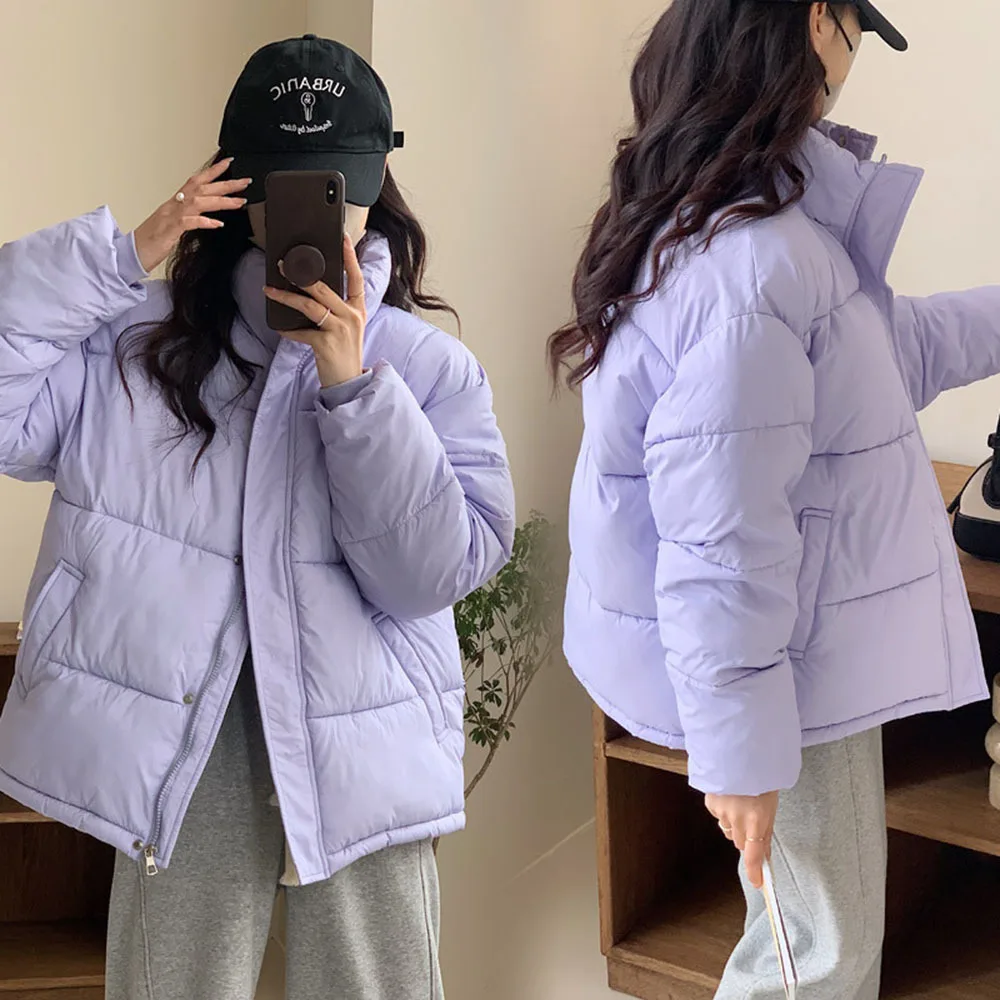 

2023 6 Color Pockets Women Parkas Cotton Autumn Winter Long Sleeve Korean Fashion Cotton Jacket Thicken Warm Casual Solid Coats