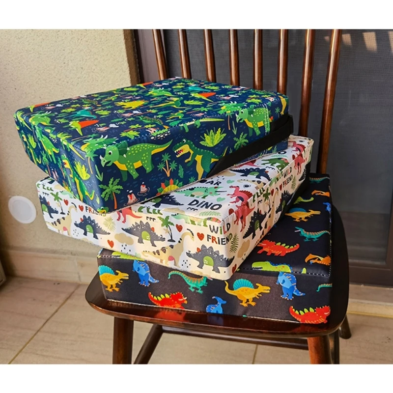 Cartoon Toddler Booster Seat Anti-Slip Children Highchair Cushion Waterproof Fabric Chair Pad for Dining Table Home